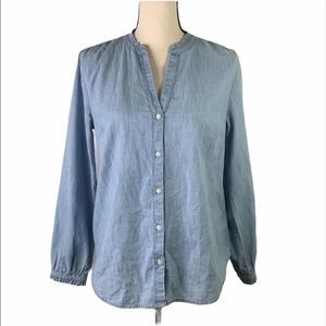 OLD NAVY WOMEN 3/4 SLEEVE DENIM BLOUSE V NECK S